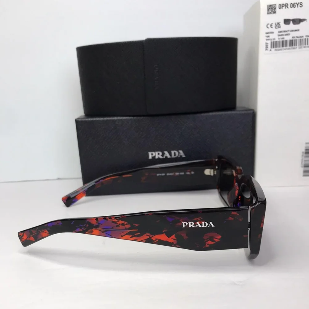 Authentic New PRADA 06YS 06V5S0 Abstract Orange Dark Grey